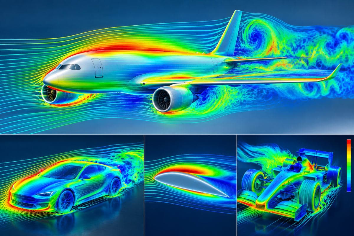 Technical diagram or work sample representing Aerodynamic Flow Simulation